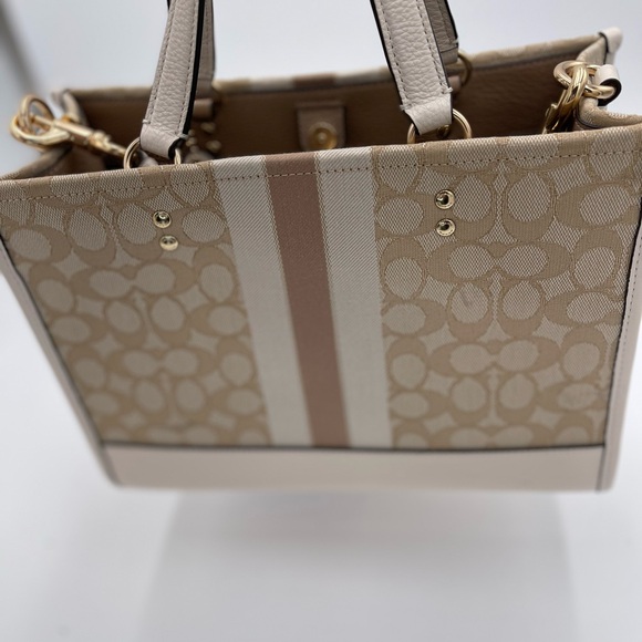 Coach Tan and Cream Tote Bag with Gold Hardware - Picture 6 of 9